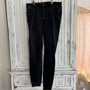 EC Kut from the Kloth Mia High Rise Skinny Jeans Black sz 10 Button-Fly